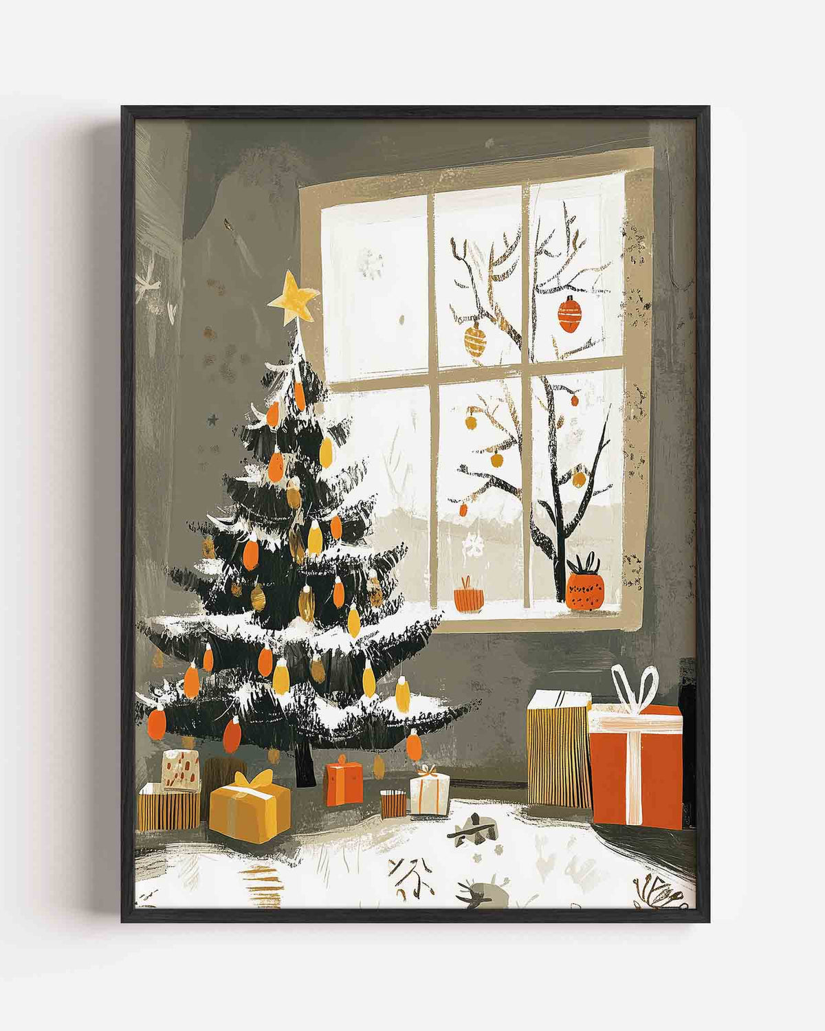 Kerstboom en cadeaus – kids portret poster als wanddecoratie