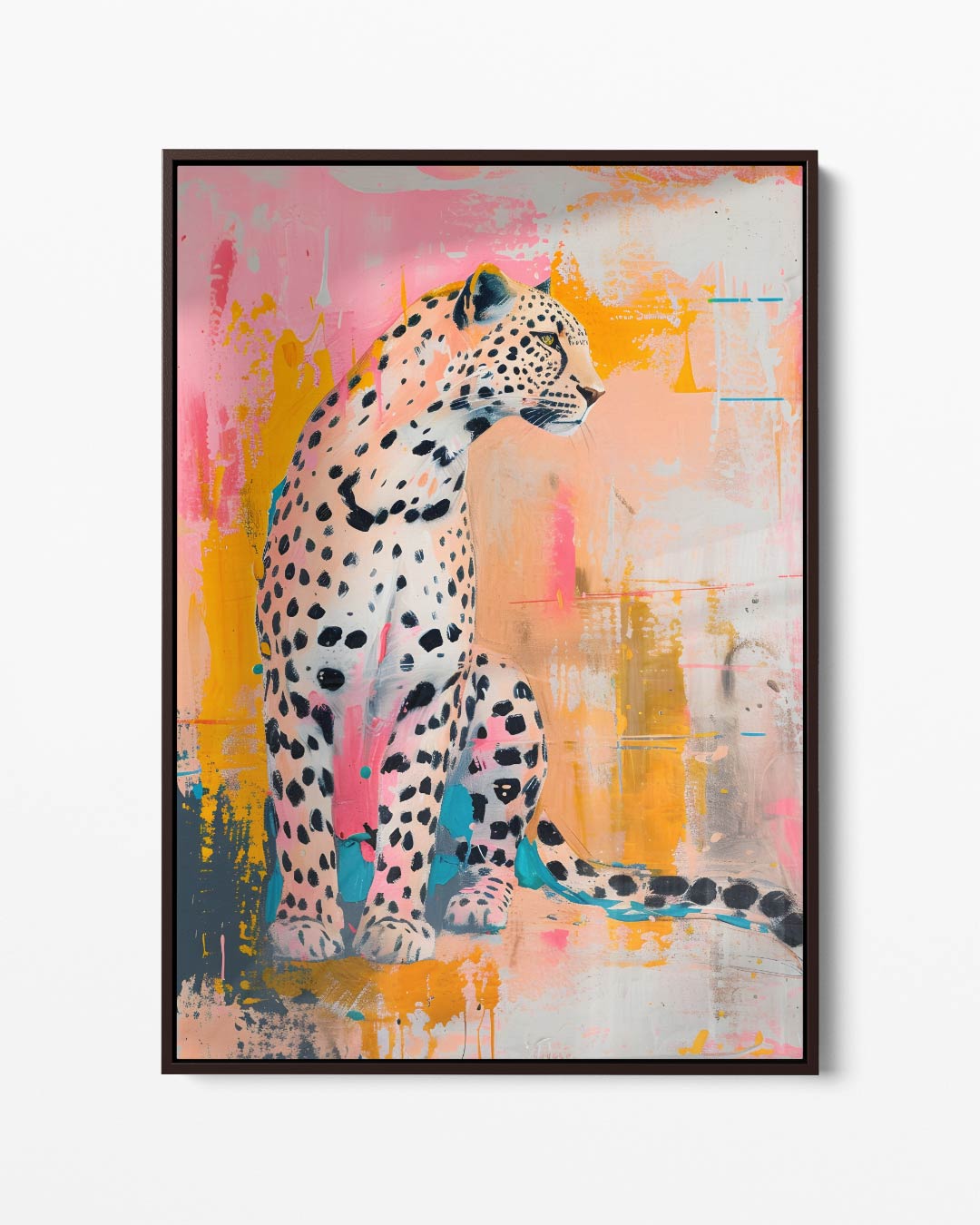 Kleurrijke Abstracte Luipaard – portret kunstwerk als wanddecoratie