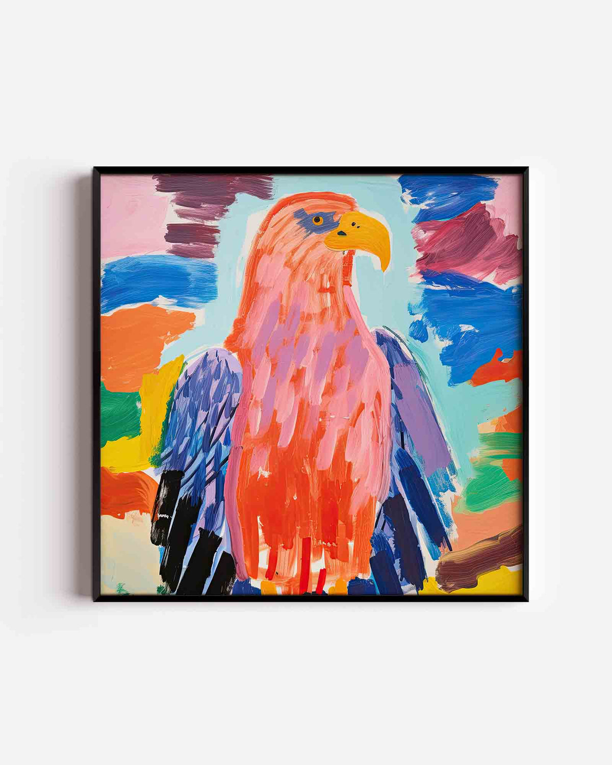 Gekleurde vogel – vierkante kinderposter als wanddecoratie