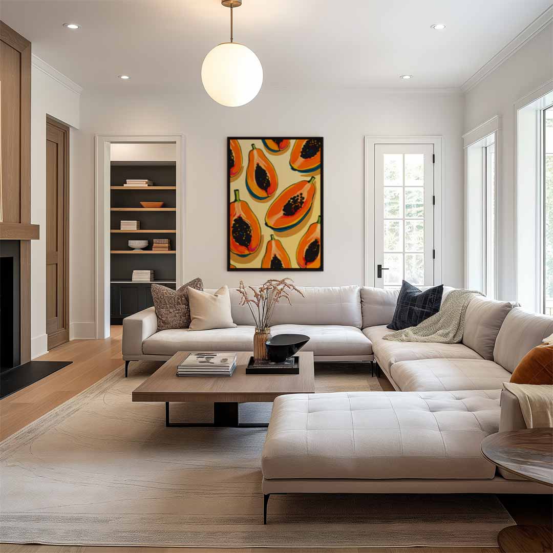 Tropische Papaya Print – modern portret kunstwerk van WallArtistic