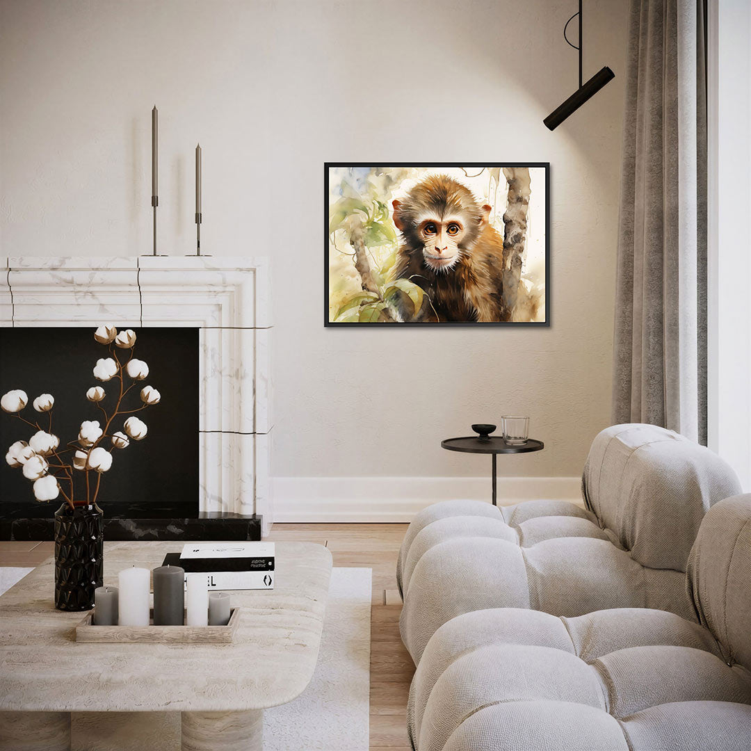 Dromerige aap – Jungle kunstwerk – liggende wanddecoratie