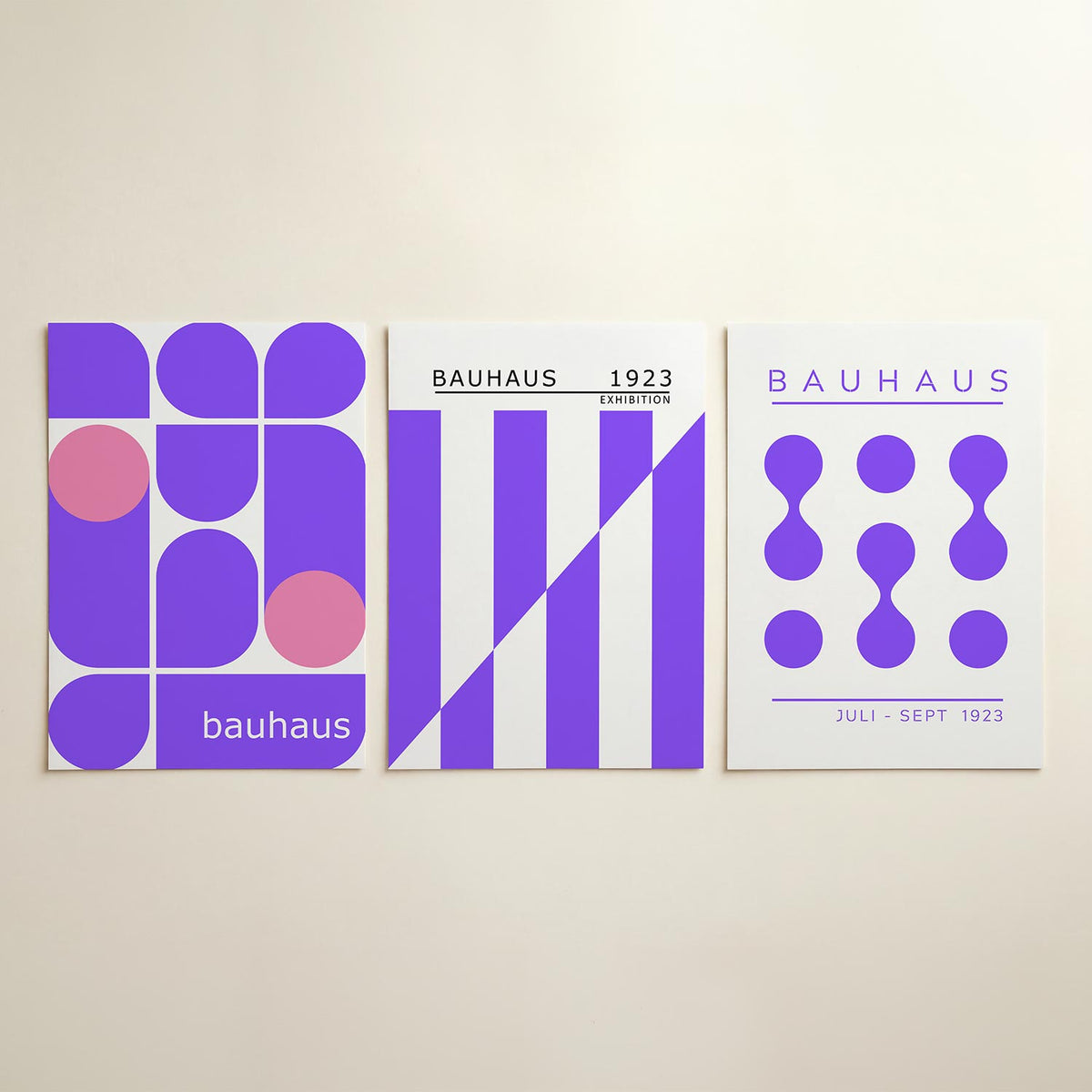 Vormen en vlakken posterset – detailweergave – deze posterset in drie delen toont een speelse combinatie