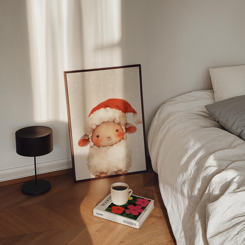 Schattige Kerst Schaap – kinderposter in staand formaat