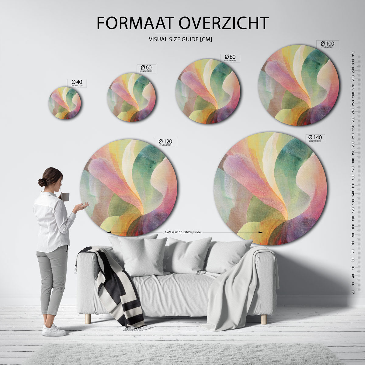 Abstracte vormen – moderne ronde muurdecoratie met abstracte vormen