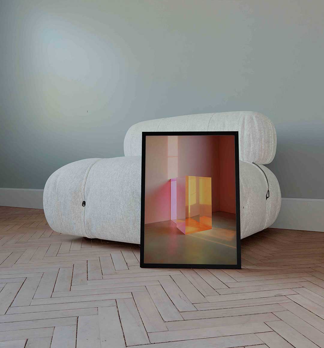 Transparante kubus – surrealistische wandkunst als portret poster