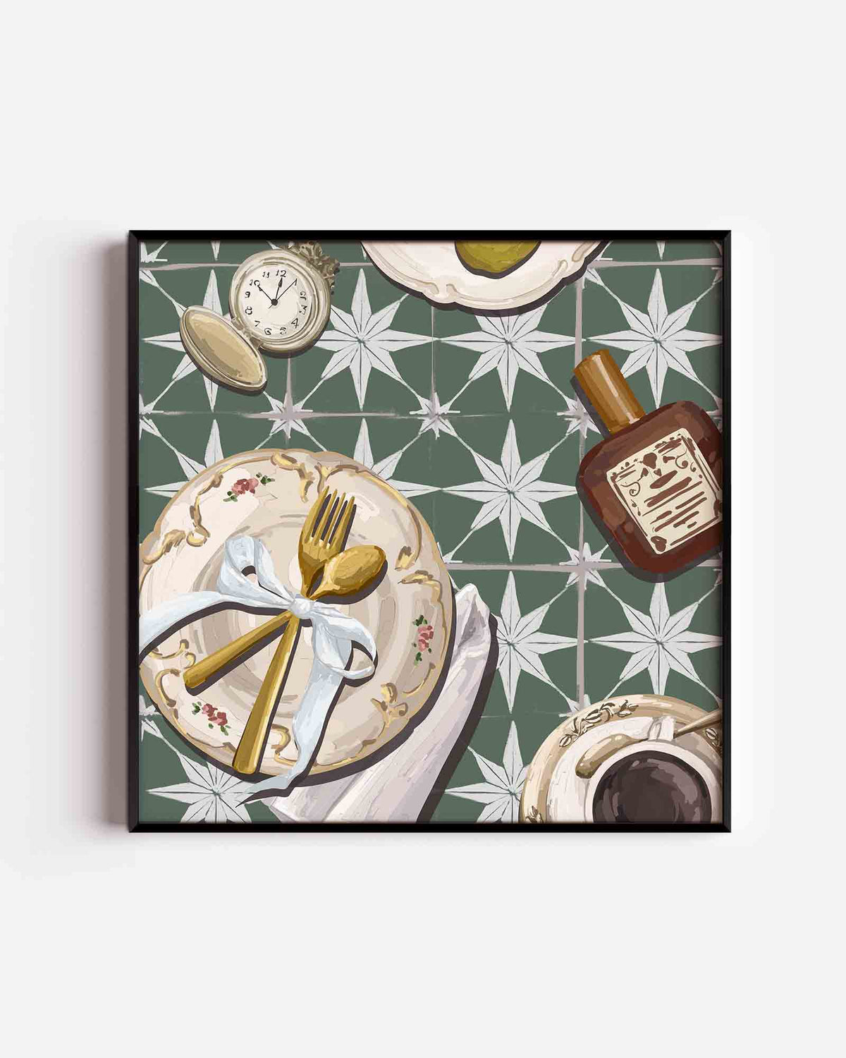 Decoratieve tafelsetting – keuken vierkante poster als wanddecoratie