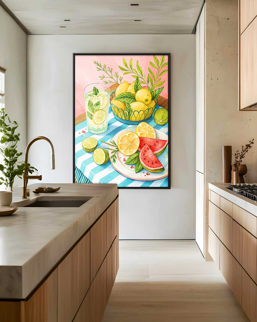 Zomers Citrusfeestje – staand kunstwerk voor modern interieur
