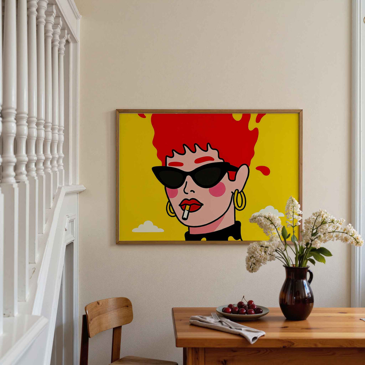 Vrouw met zonnebril – moderne poster in liggend formaat
