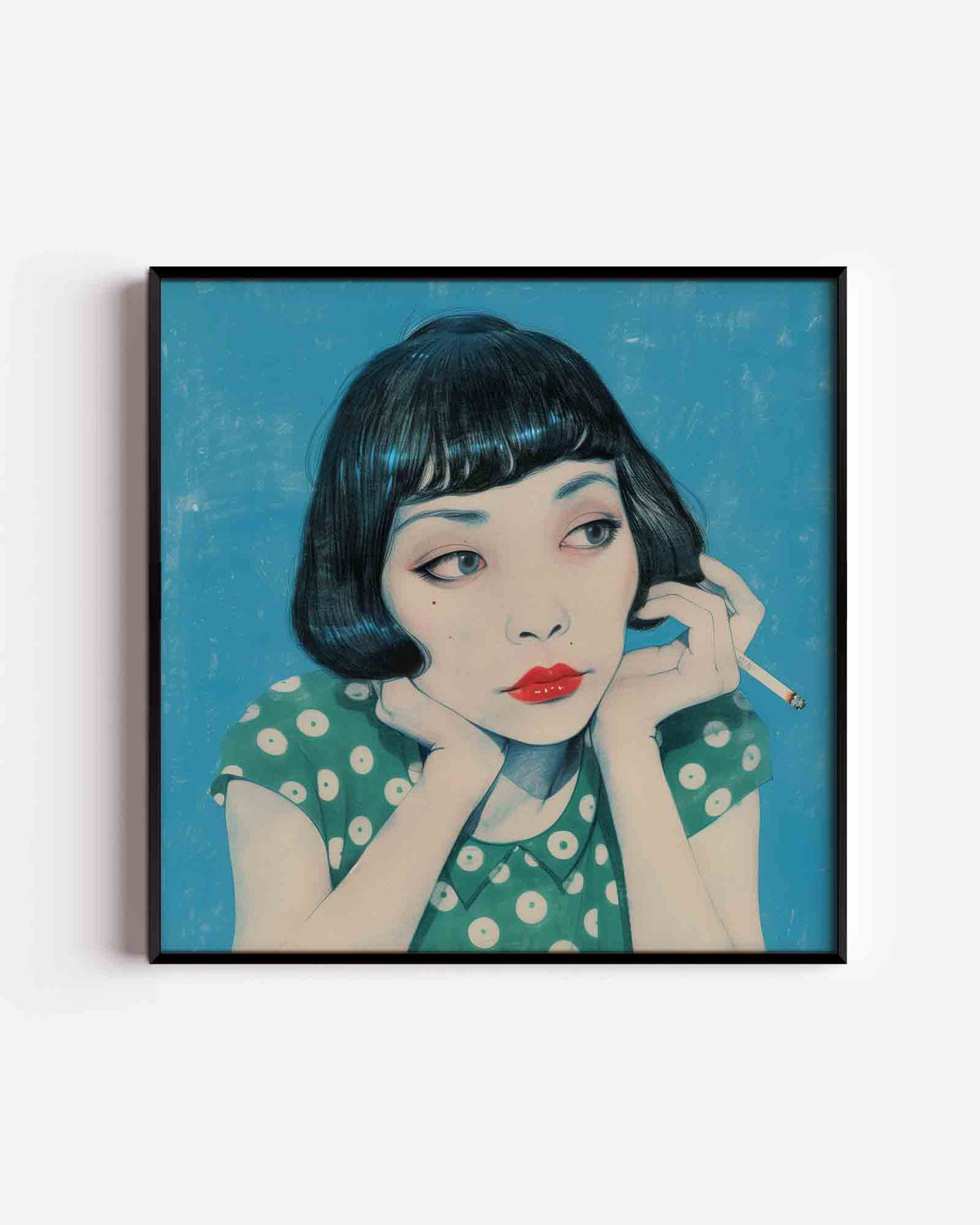 Vrouw met sigaret – design vierkante poster als wanddecoratie