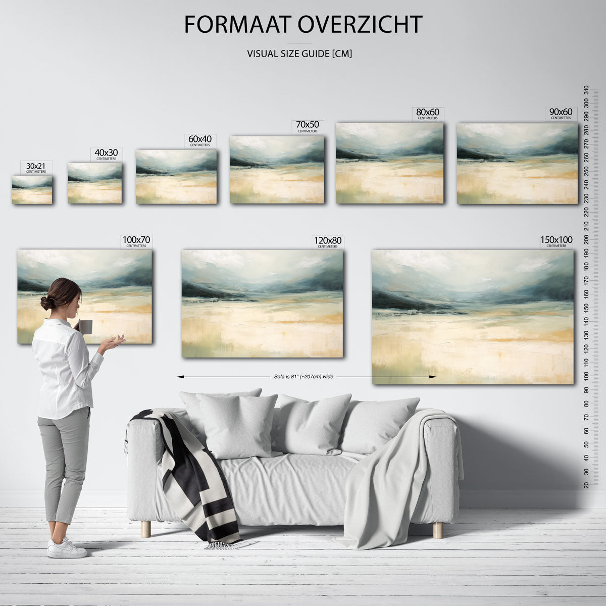 Landschap met zachte tinten – liggende muurposter met kleurrijke abstracte vormen
