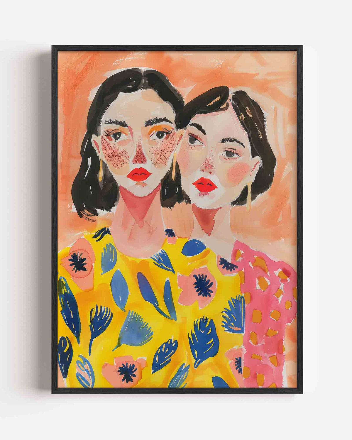 Twee vrouwen met kleurrijke kleding – vrouwelijk portret als staande poster