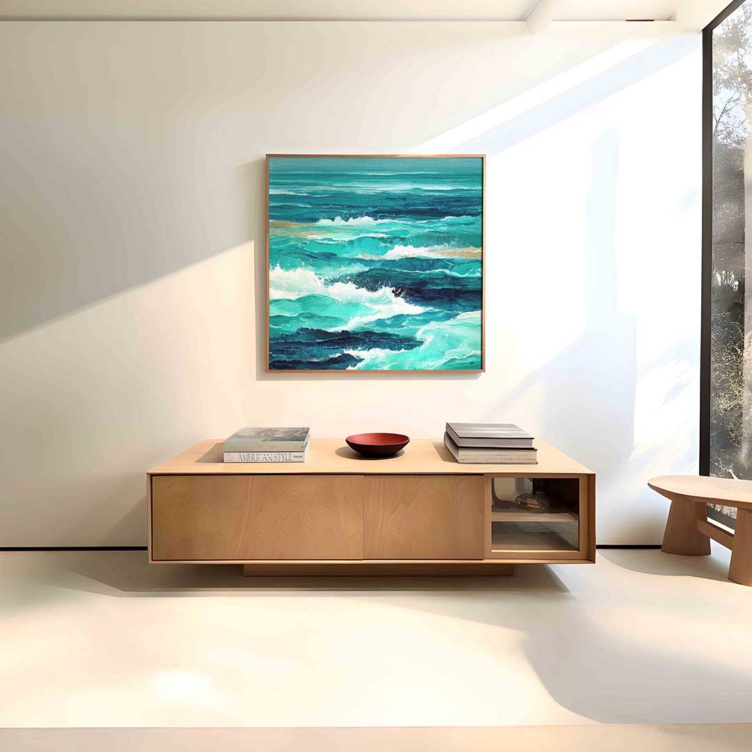 Golvende zee – vierkante abstracte wanddecoratie van WallArtistic