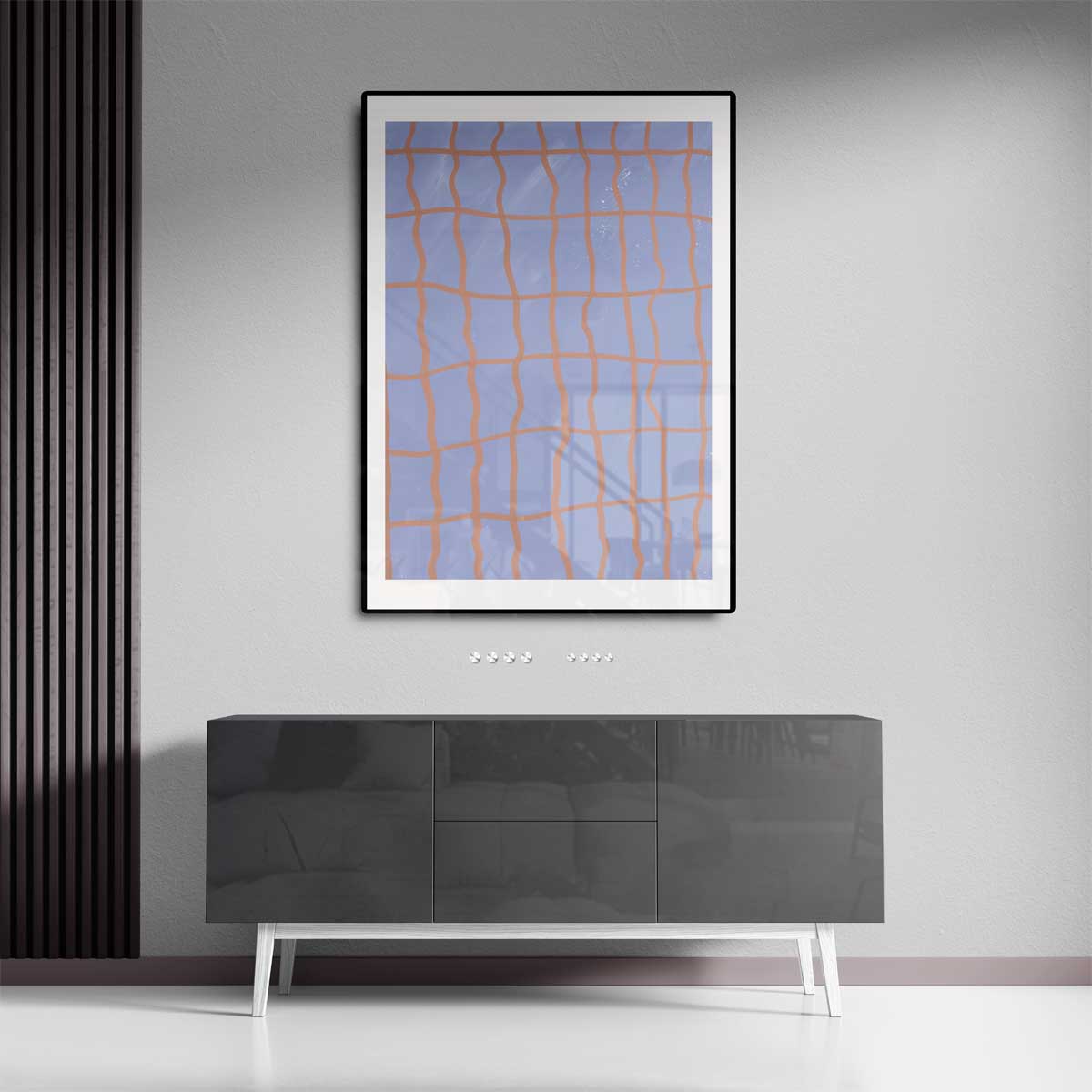 Speels Blauwe Abstractie – dibond kunstwerk als wanddecoratie
