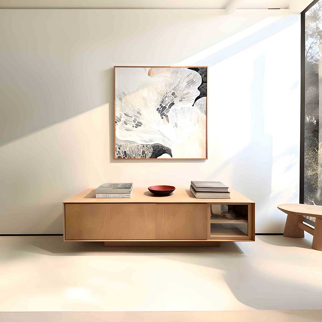 Abstracte vormen – vierkante zachte abstracte wanddecoratie van WallArtistic