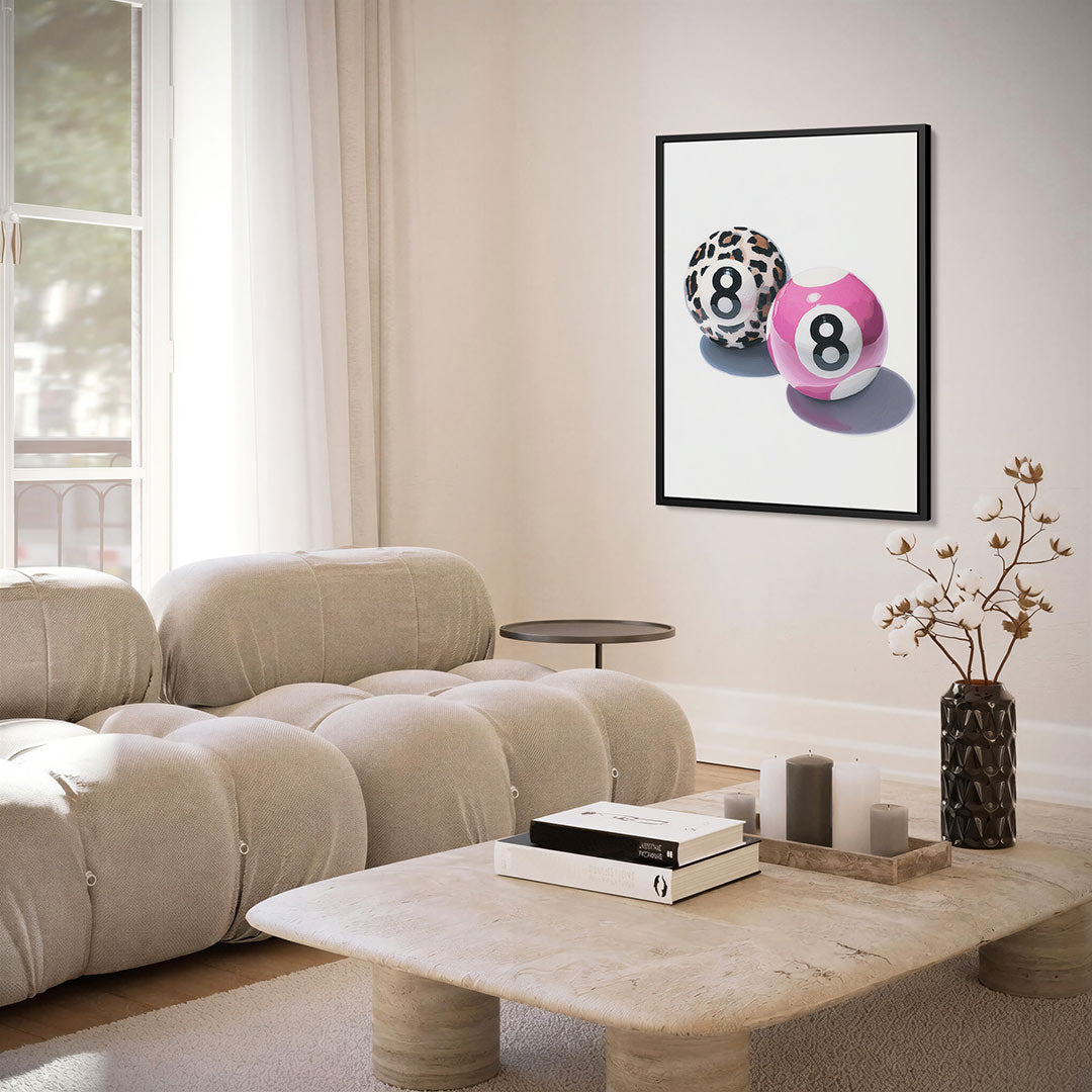 Speelse biljartballen – staand wanddecoratie kunstwerk