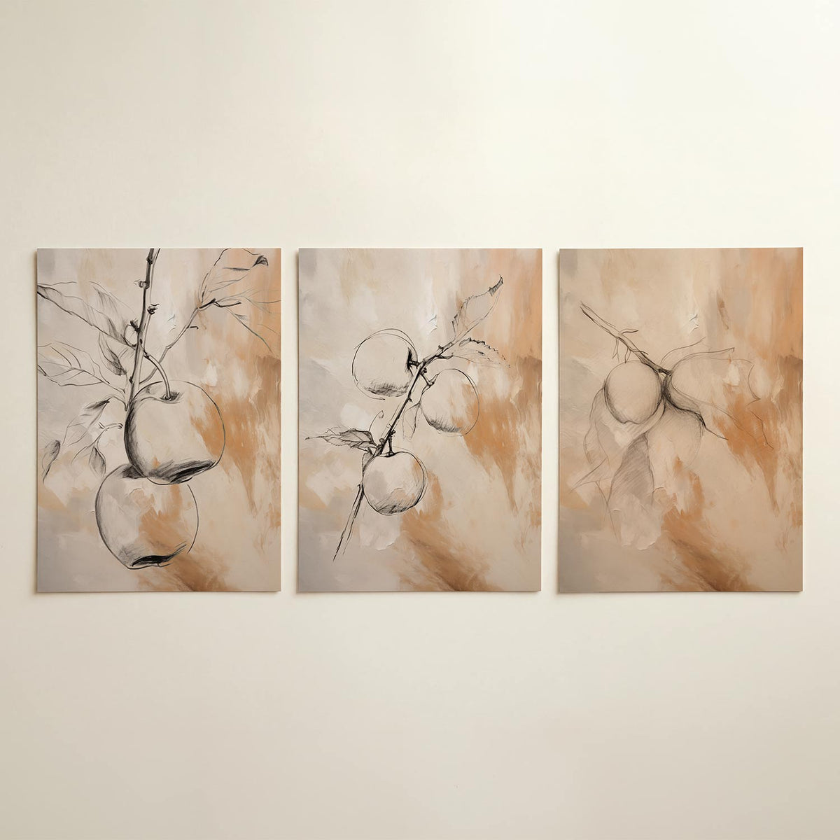 Natuurlijke lijnen – driedelige posterset in tweede interieur