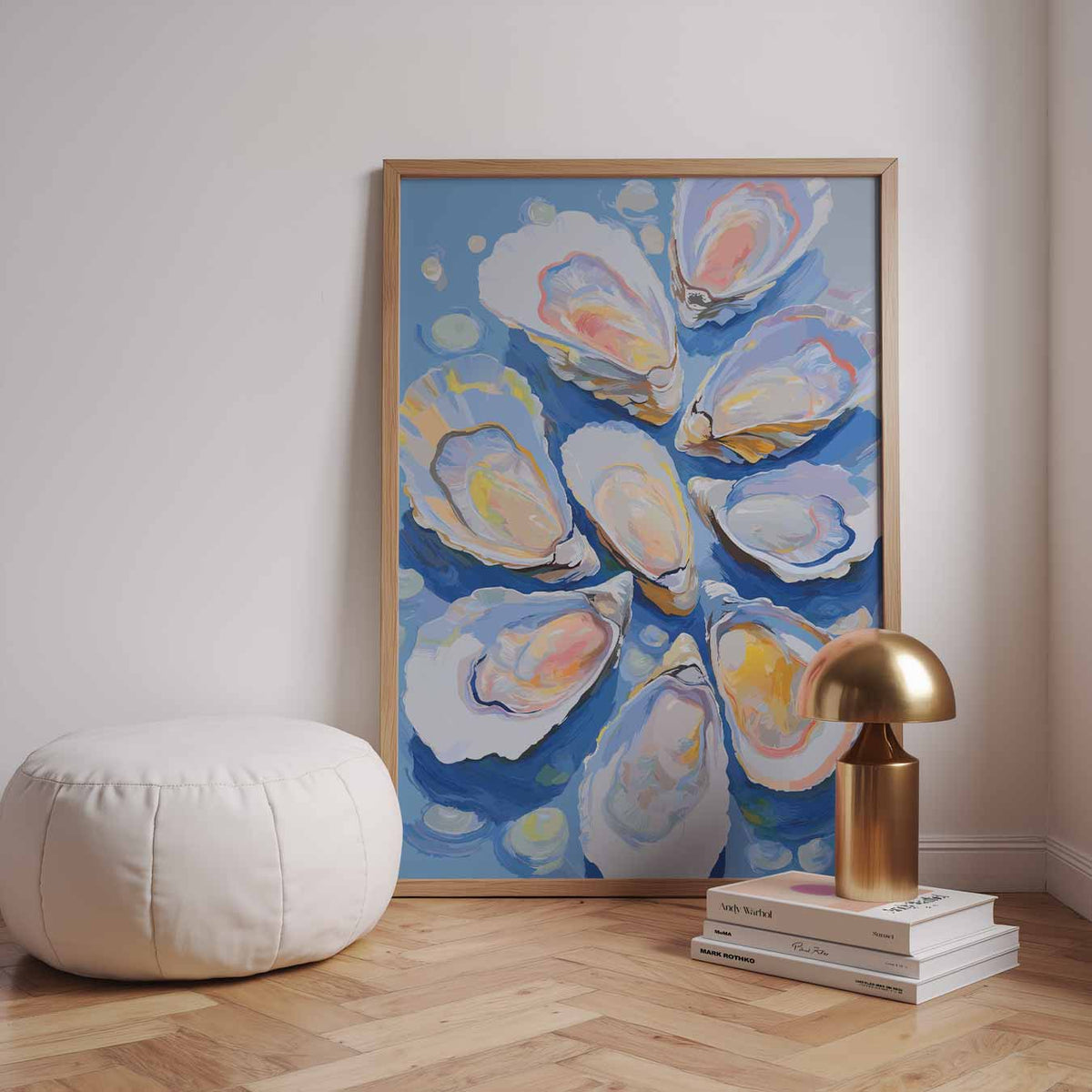Elegant Oester Kunstwerk – staande zomer wanddecoratie van WallArtistic
