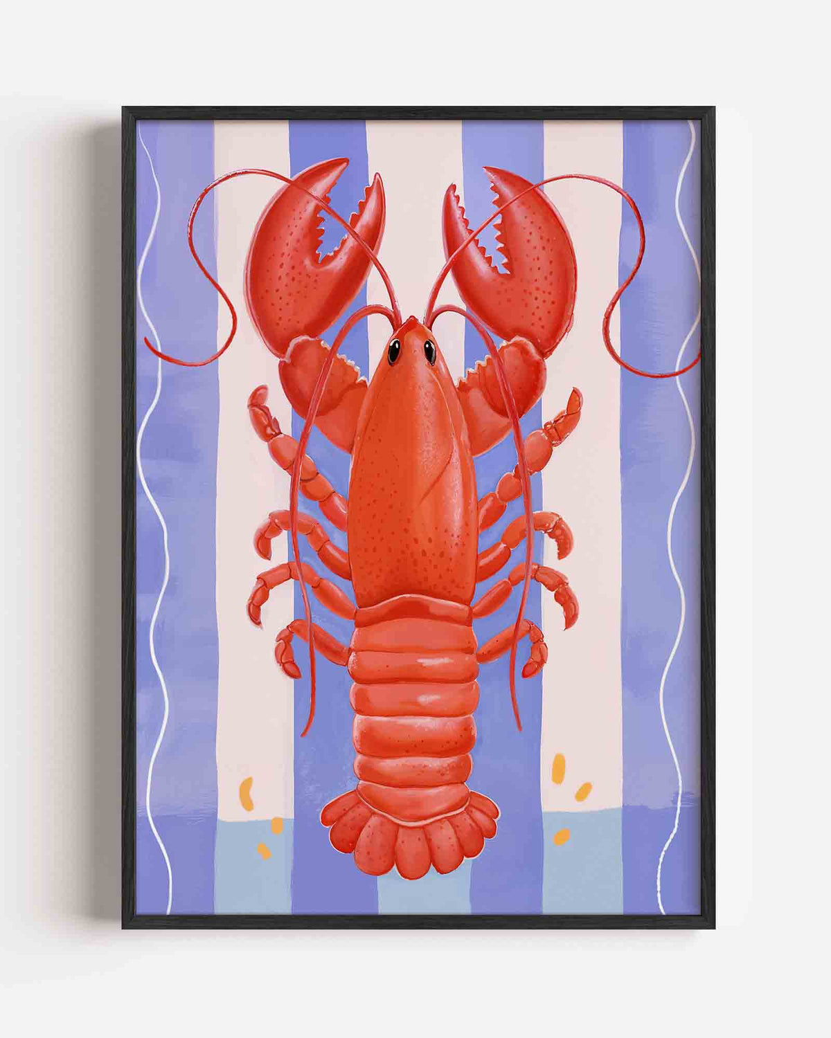 Kreeft op gestreepte achtergrond – Pop Art en Streetart portret poster als wanddecoratie