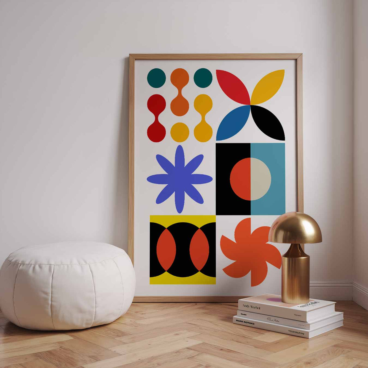 Kleurrijke Geometrische Vormen – dieren poster in staand formaat