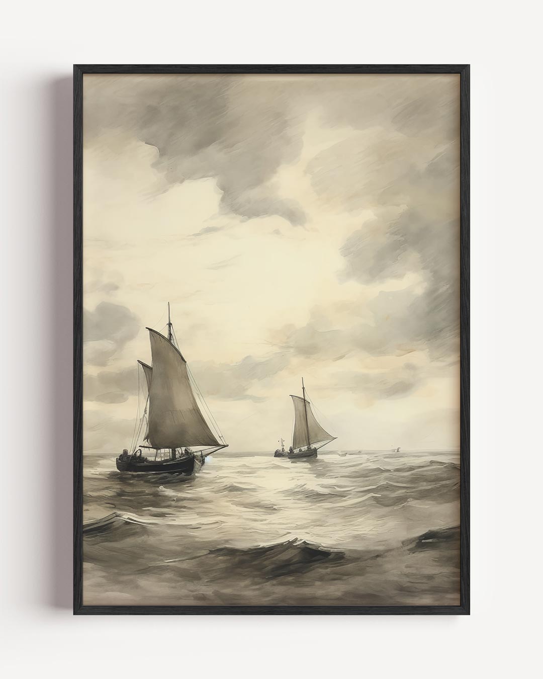 Zeilboten op de Rustige Zee – vintage portret poster als wanddecoratie