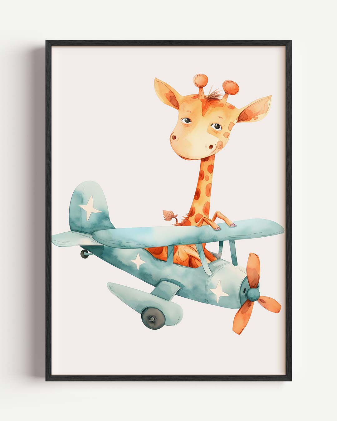Dromerige Giraf Vlucht – kids portret poster als wanddecoratie