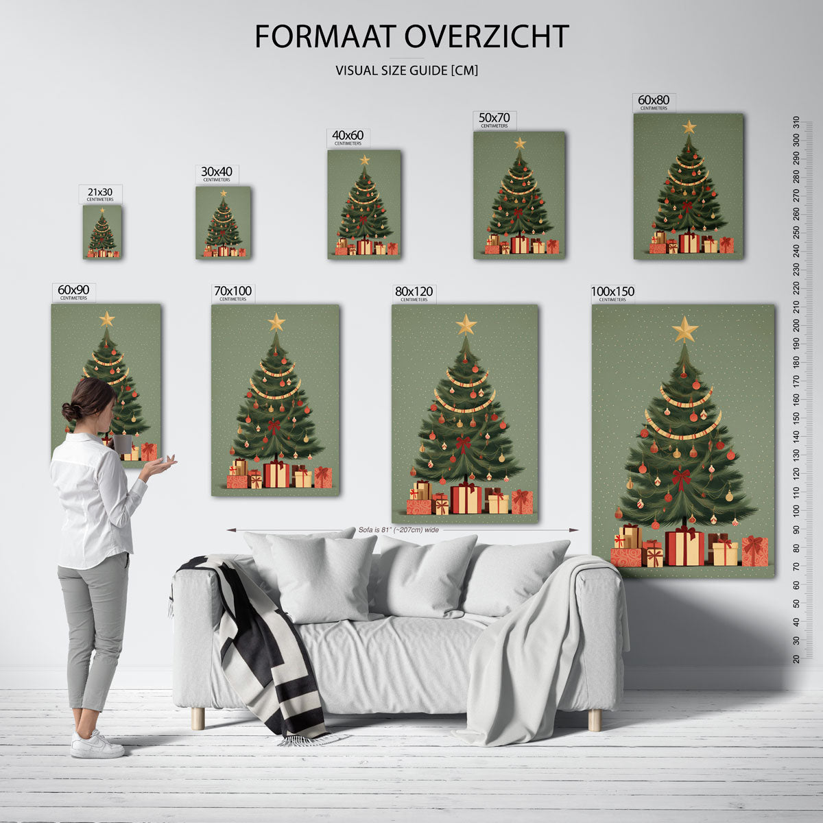 Kerstboom met cadeaus – staande muurposter voor kerst