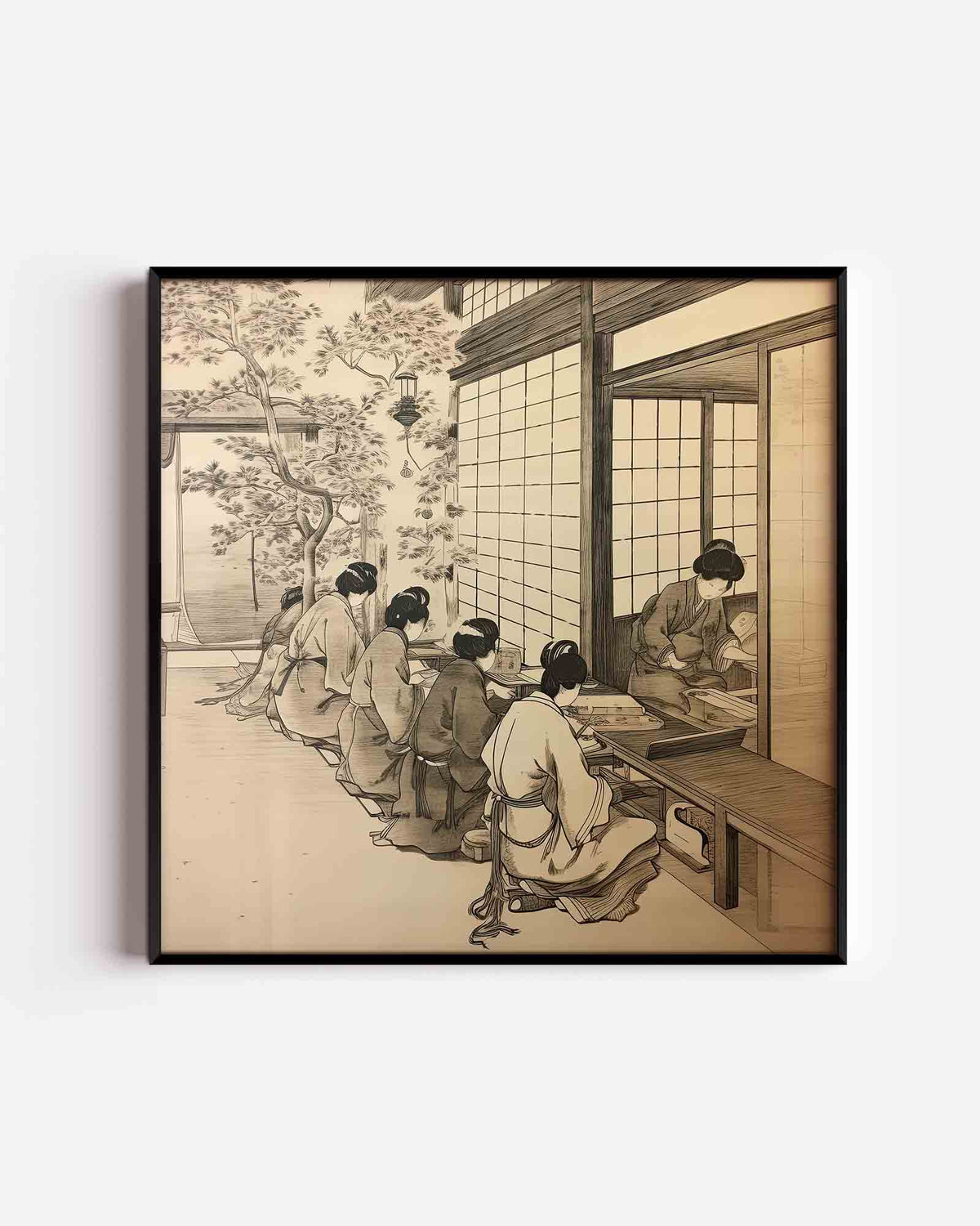 Traditionele bijeenkomst – Aziatische vierkante poster als wanddecoratie