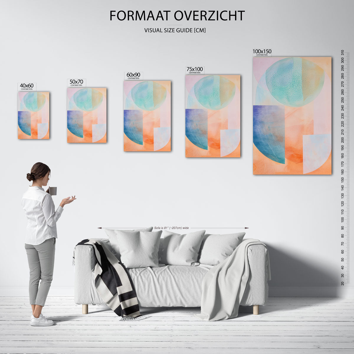 Vormen en kleuren – staand wanddecoratie kunstwerk