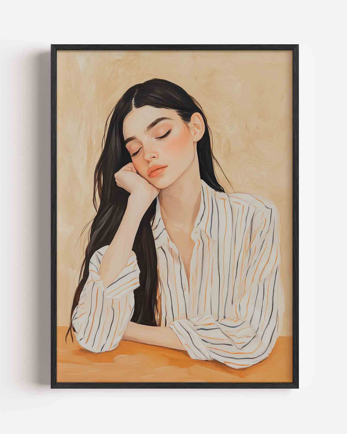 Vrouw met gesloten ogen – moderne portret poster als wanddecoratie