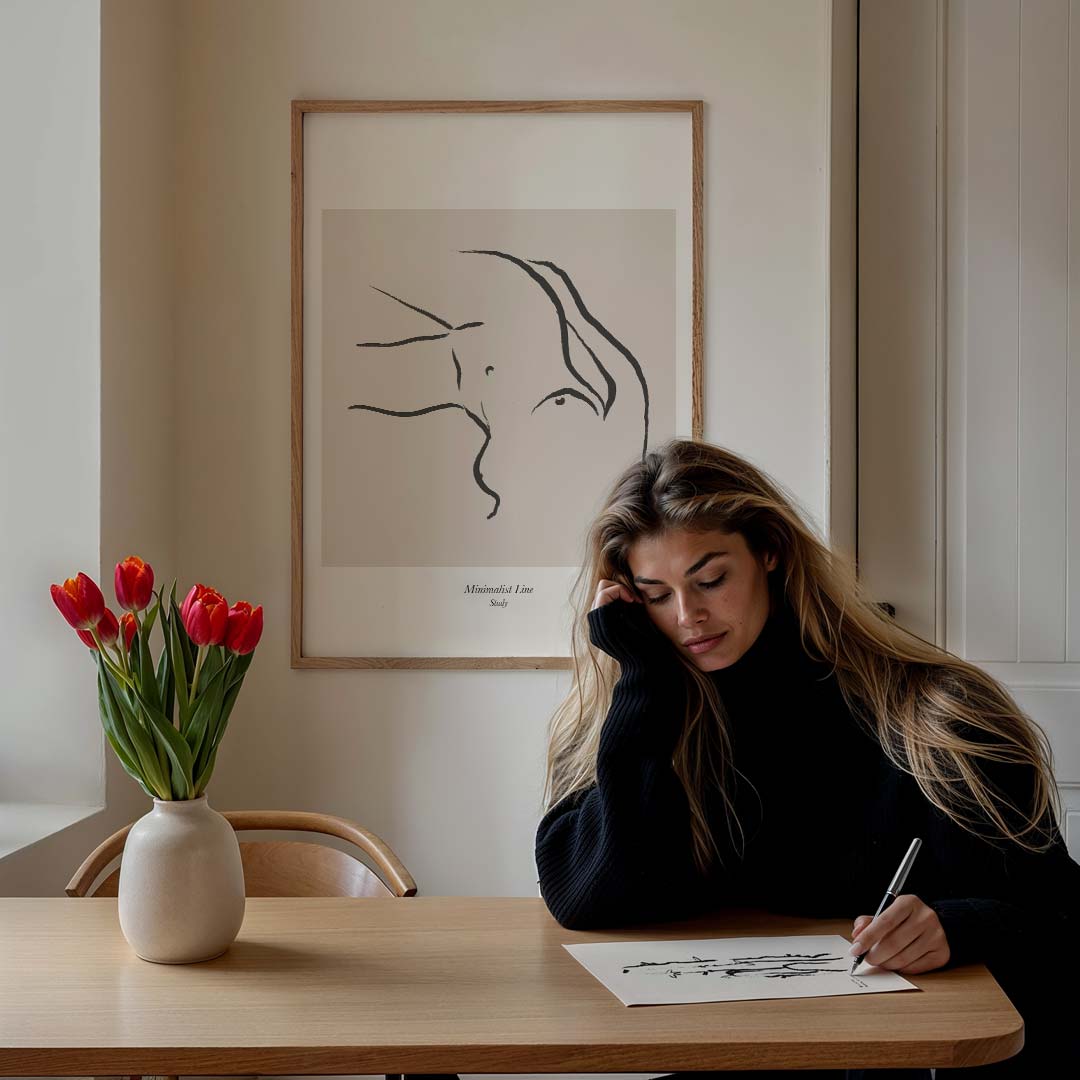Minimalistische Lijn Kunst – lijntekening poster in staand formaat