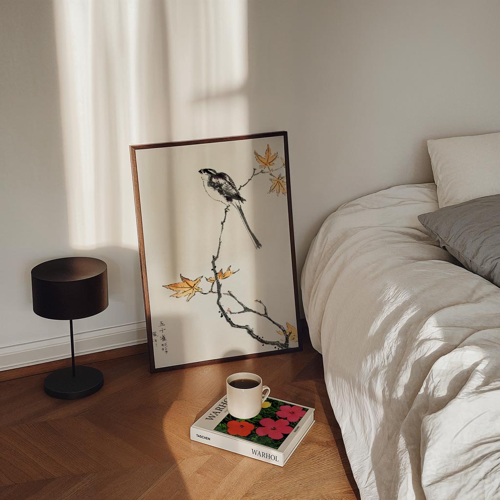 Rustieke Vogel op Herfsttak – staande kinderkamer wanddecoratie van WallArtistic