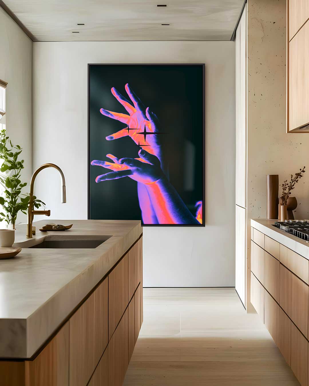 Mystieke Handbewegingen – modern portret kunstwerk van WallArtistic