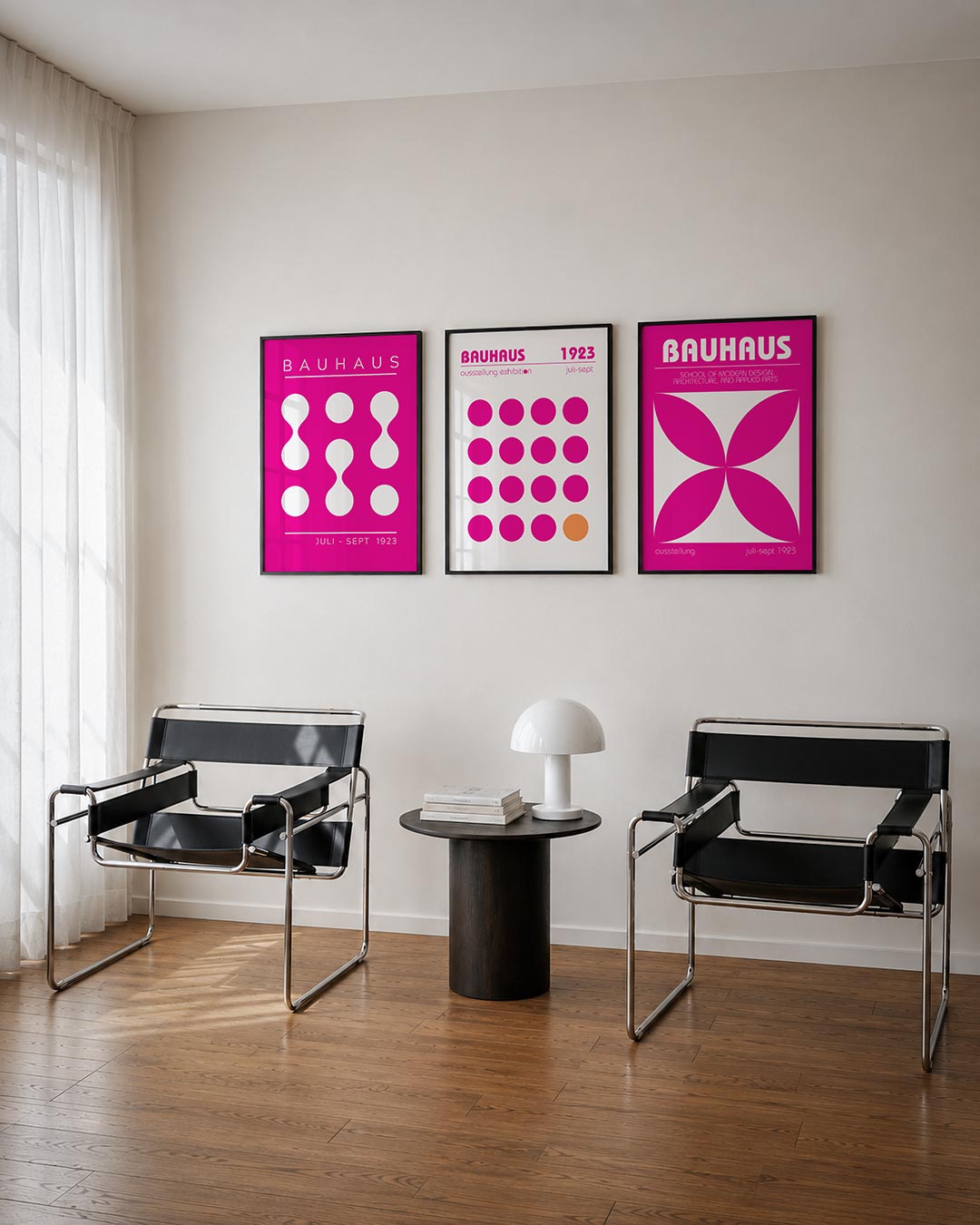 Vormen en vlakken posterset – tweede productweergave – deze posterset in drie delen toont een speelse wisselwerking van witte