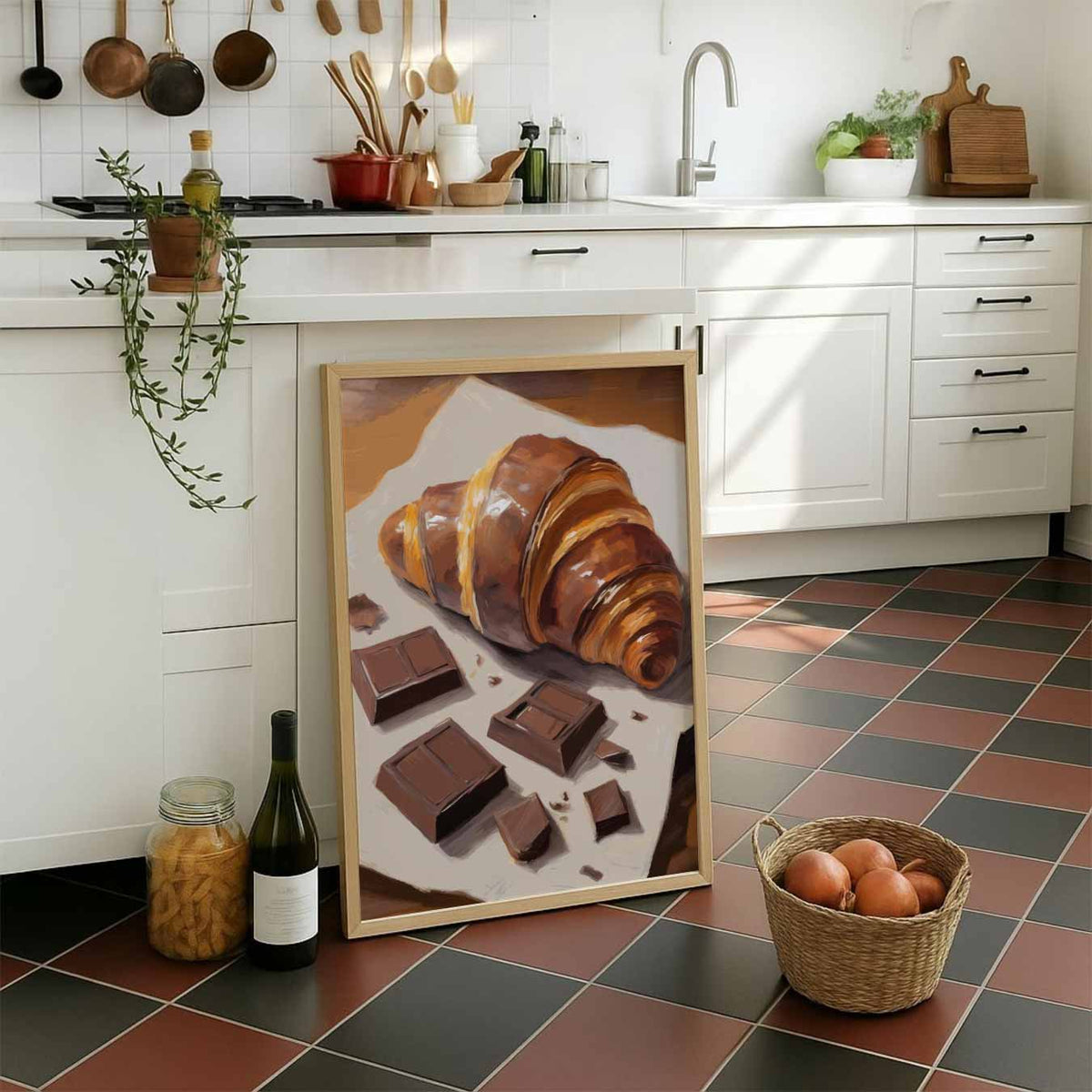 Chocolade Croissant – staande muurposter voor keuken of eethoek