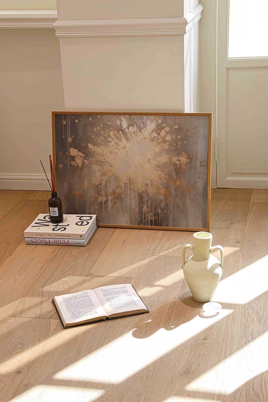 Gouden spetters – liggende kleurrijke abstracte wanddecoratie van WallArtistic