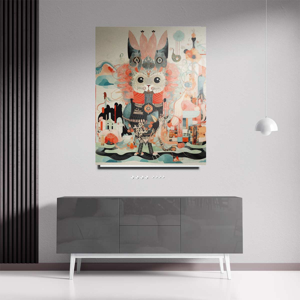 Magische Kat Avontuur – staande wandkunst voor woonkamer of interieur