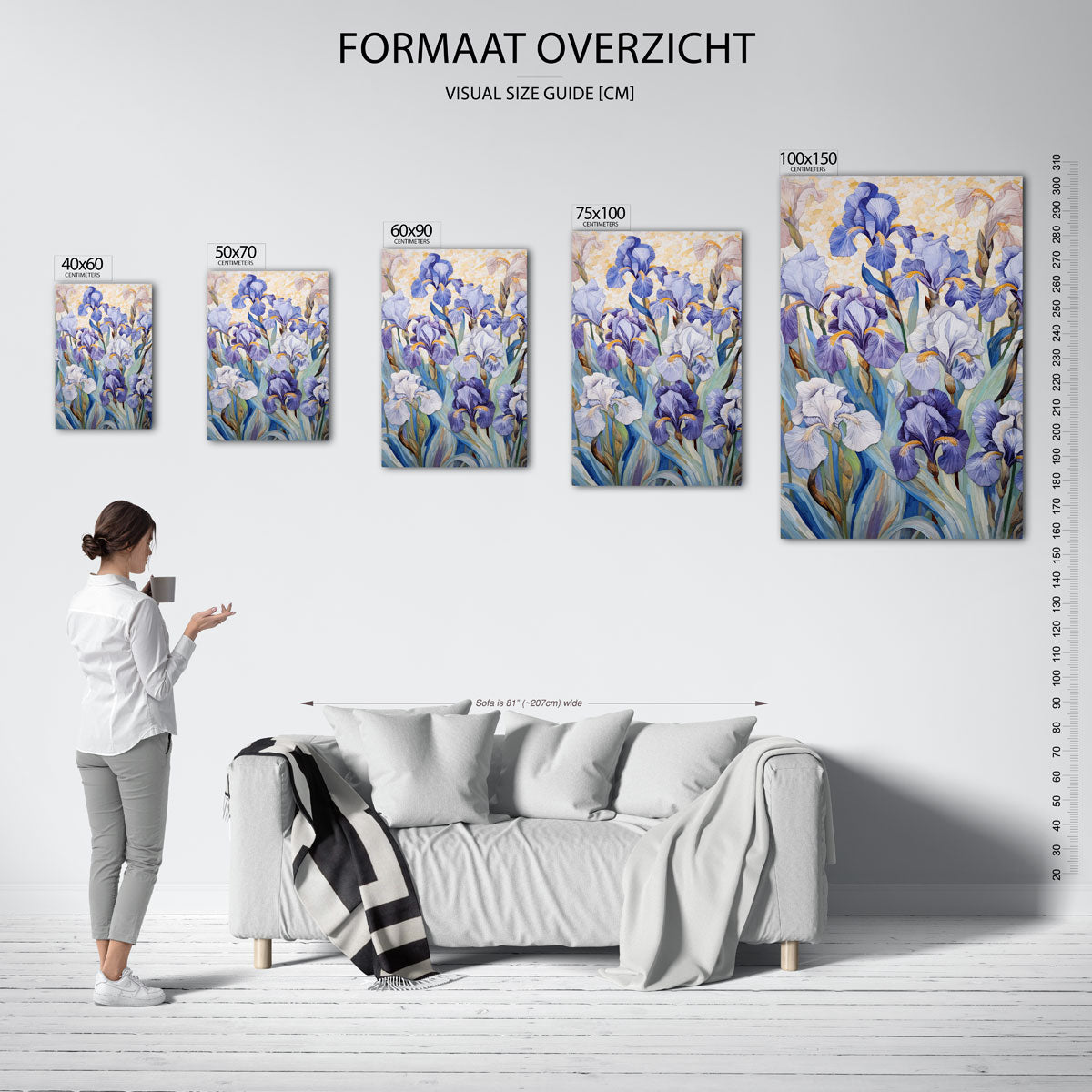 Bloemrijke irissen – staande wanddecoratie van WallArtistic