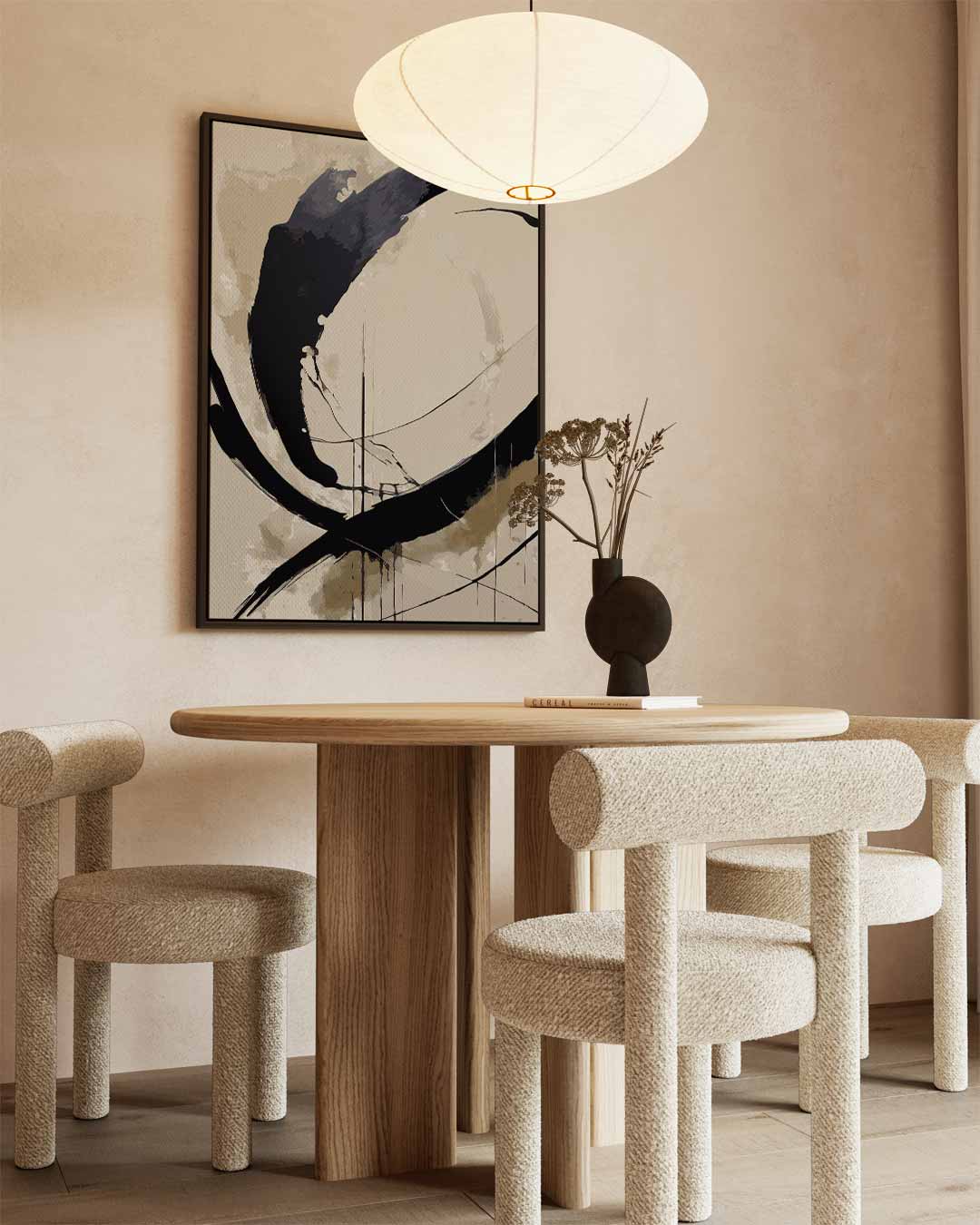 Abstracte Beweging – kunstwerk met zwarte baklijst