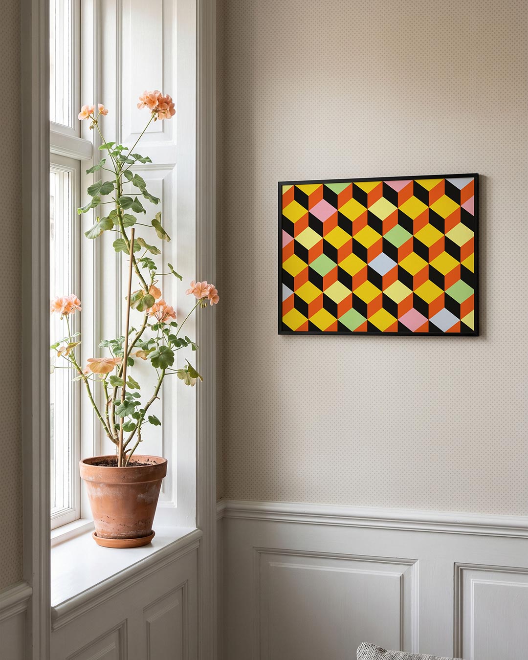 Vormritme en kleur – liggende Bauhaus poster voor aan de muur