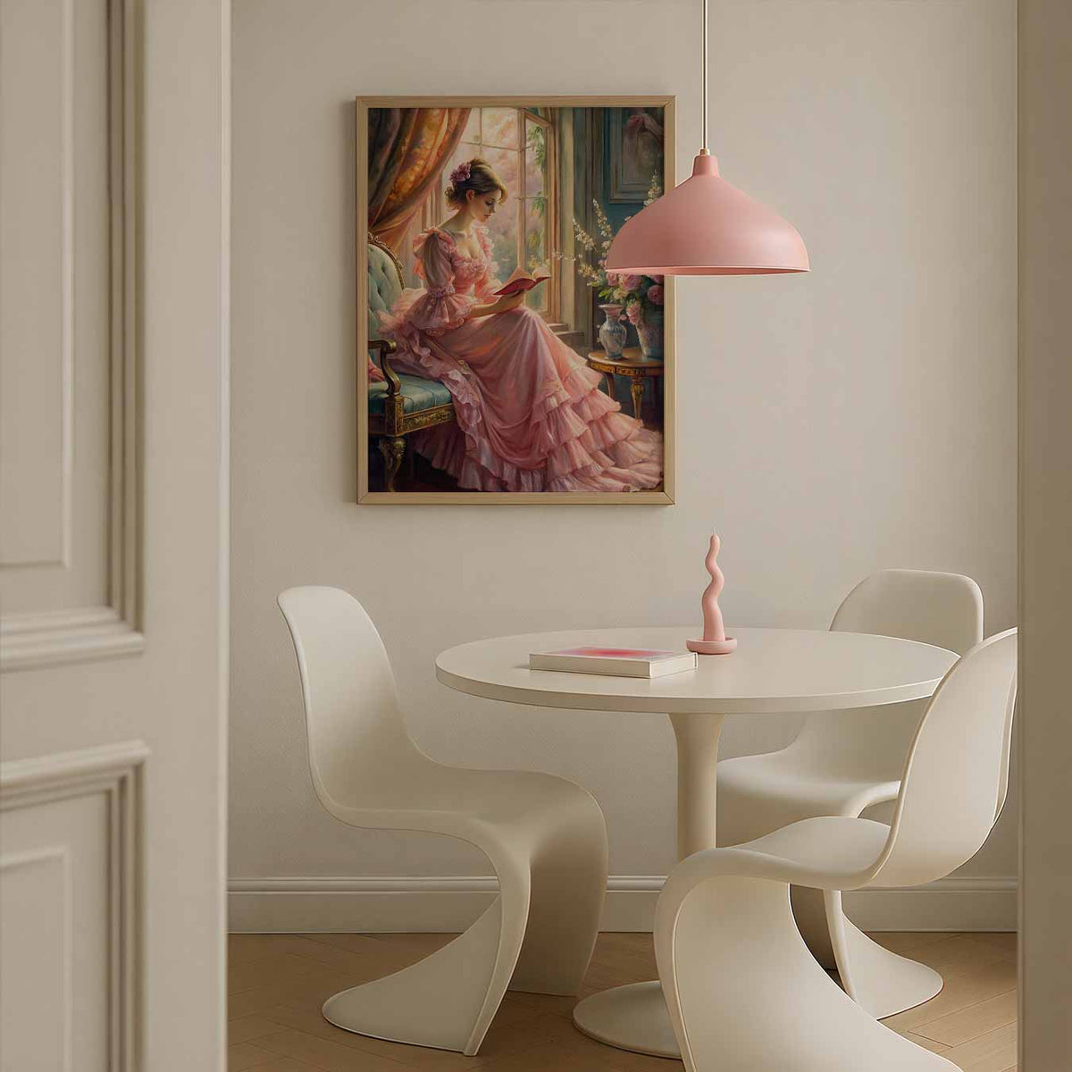 Romantische Lezende Dame – staande paas wanddecoratie van WallArtistic