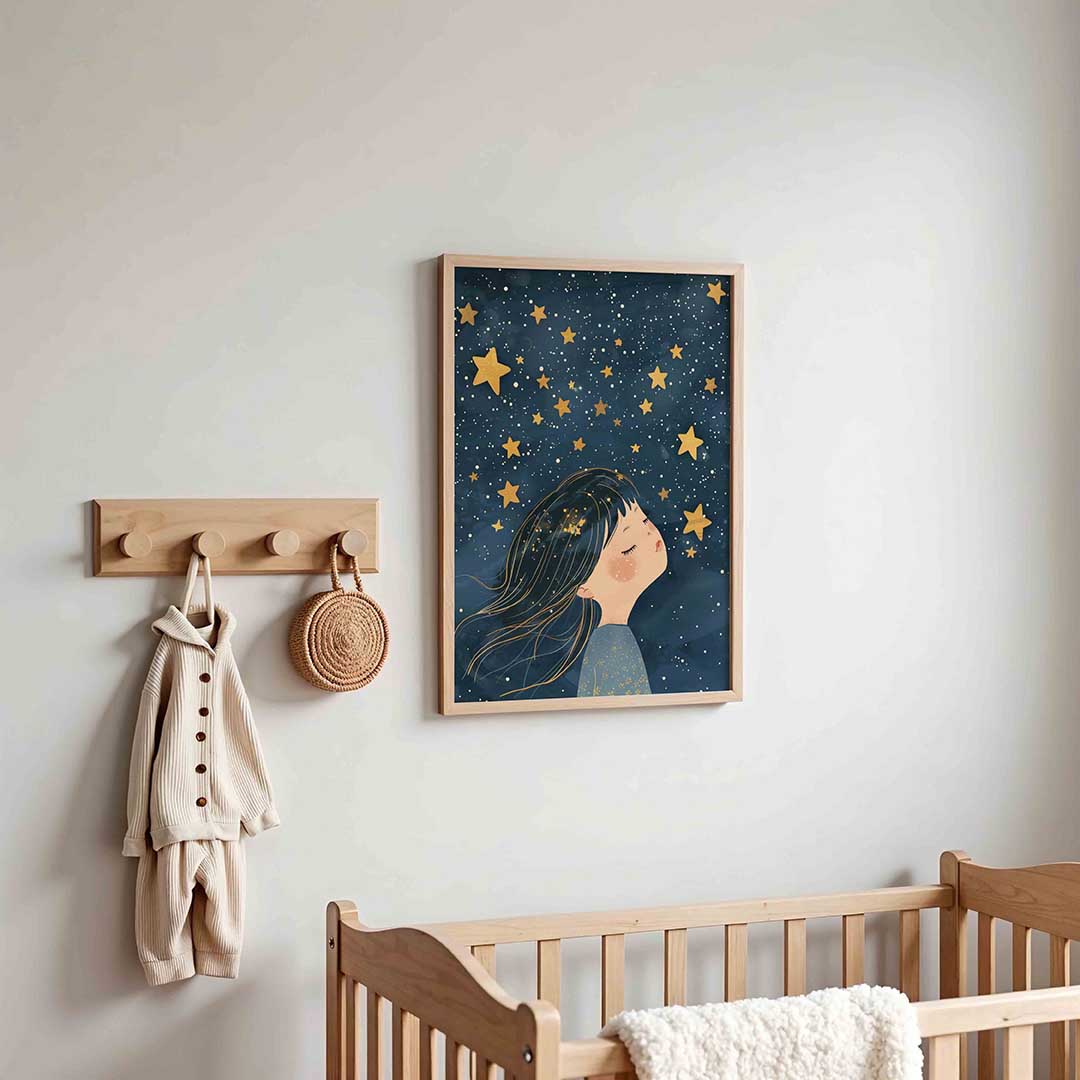 Meisje met sterren – kinderposter in staand formaat