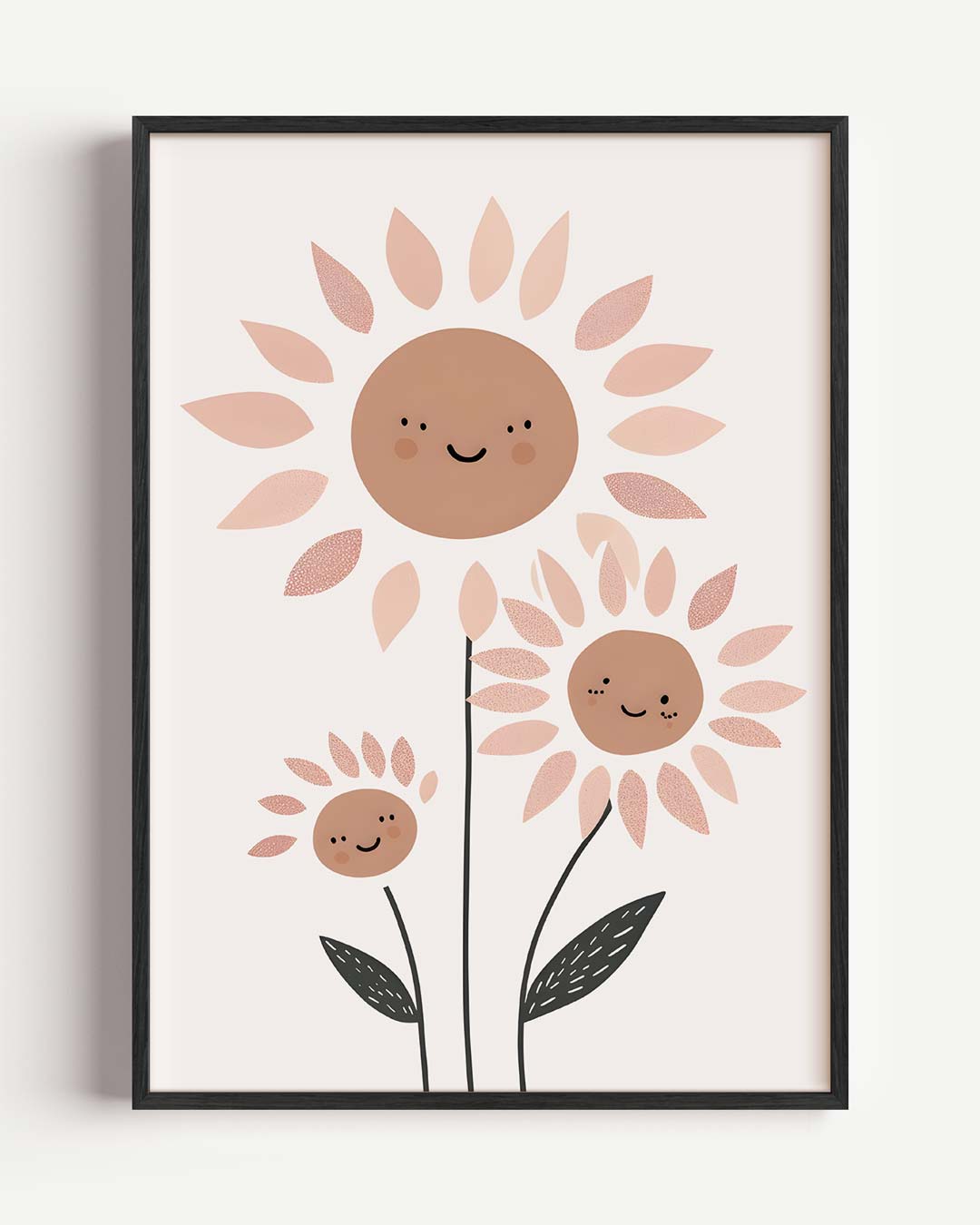 Vrolijke Bloemenfamilie – kids portret poster als wanddecoratie