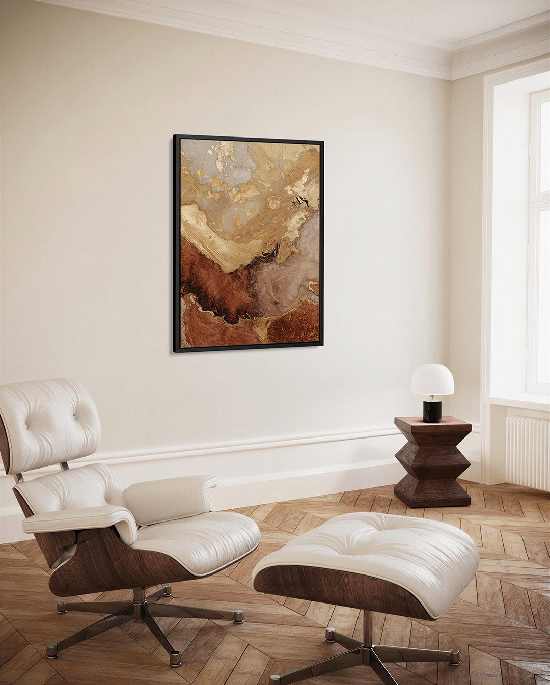 Aardse kleuren compositie – staand wanddecoratie kunstwerk