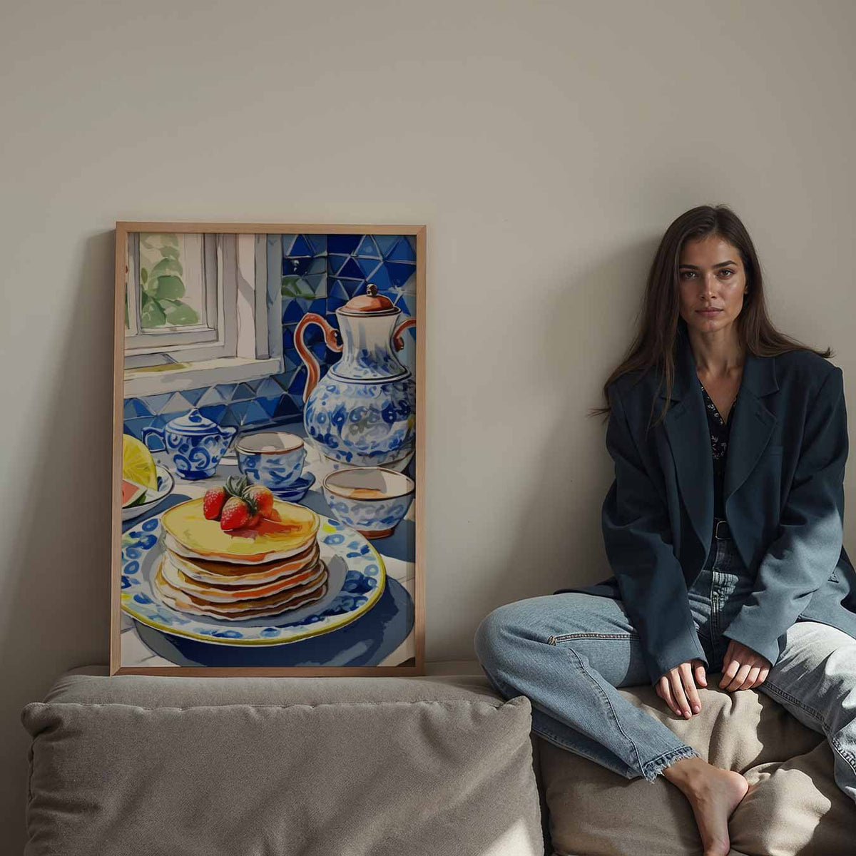 Ontbijt in Blauw – staande keuken wanddecoratie van WallArtistic