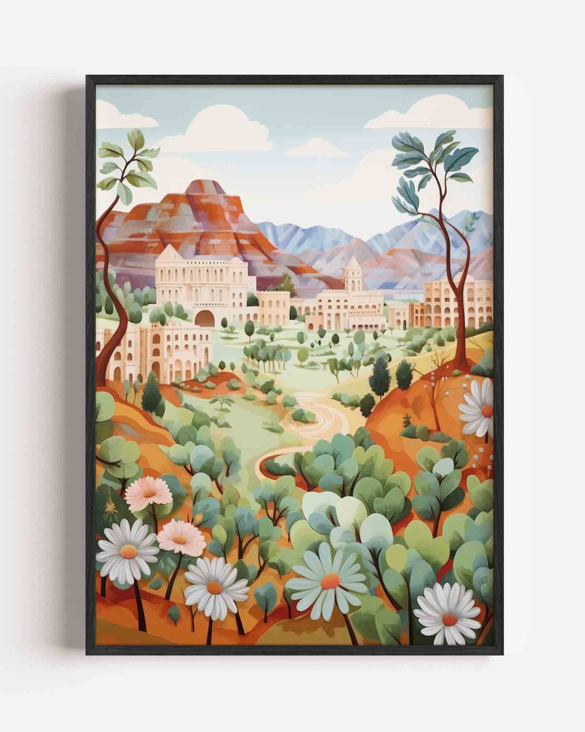 Landschap met bloemen – keuken portret poster als wanddecoratie