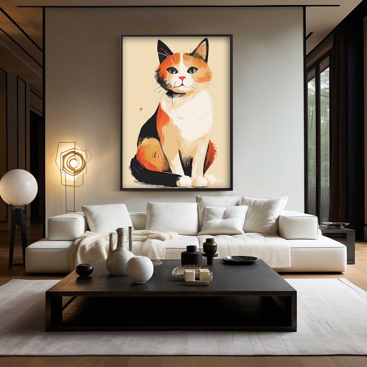 Vrolijke Kat op Canvas – canvas wanddecoratie in portret formaat