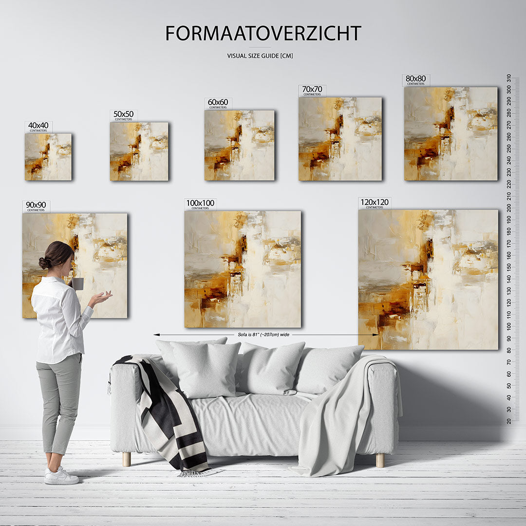 Gelaagde kleurencompositie kunstwerk – materiaalweergave – dit werk toont een dynamische mix van beige en bruin, met subtiele