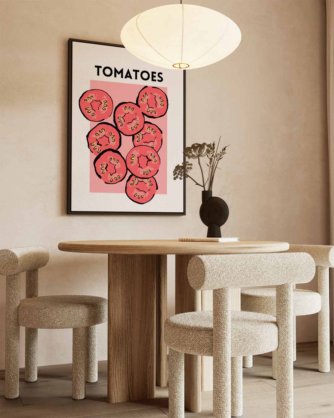 Speelse Tomaten Print – canvas wanddecoratie in portret formaat