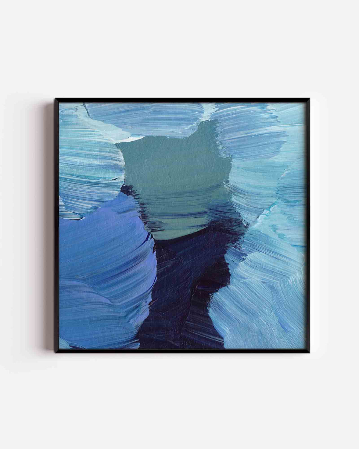 Blauwe penseelstreken – schilderkunst vierkante poster als wanddecoratie
