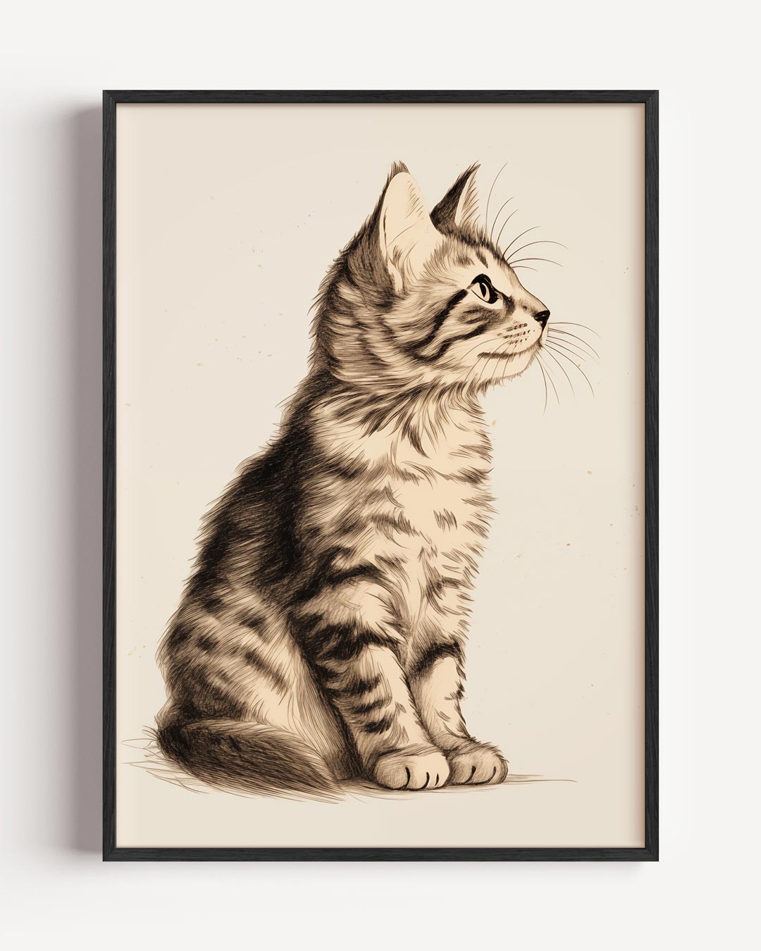 Schattige Kat Tekening – vintage portret poster als wanddecoratie